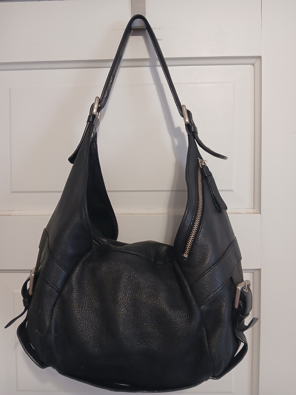 Vintage Kenneth Cole New York Black Leather Shoulder Hobo Bag Purse